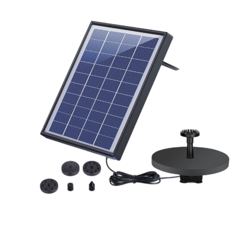 Fontaine solaire 5 W avec pompe et 6 buses pour bain d'oiseaux, aquarium, étang ou décoration de jardin