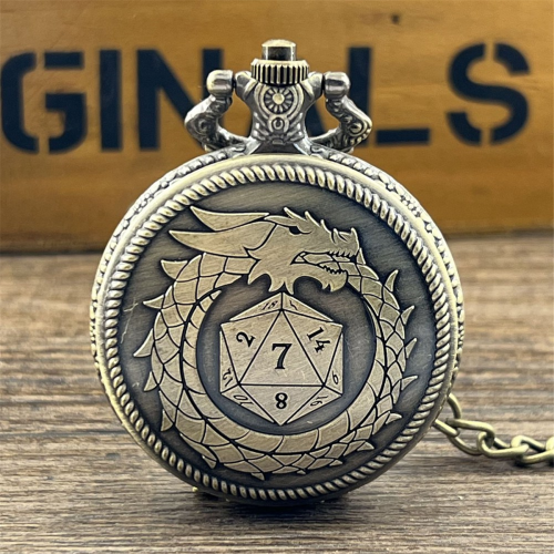 Pocket Watch and Mini Metal Multi-Sided Dice Set Board Game Cool Table Without Dial 2