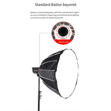 Fotografie Softbox 90cm Diameter Snelontgrendeling Diepe Waaier met Raster Metalen Bowens Bajonet Grille Schaduw