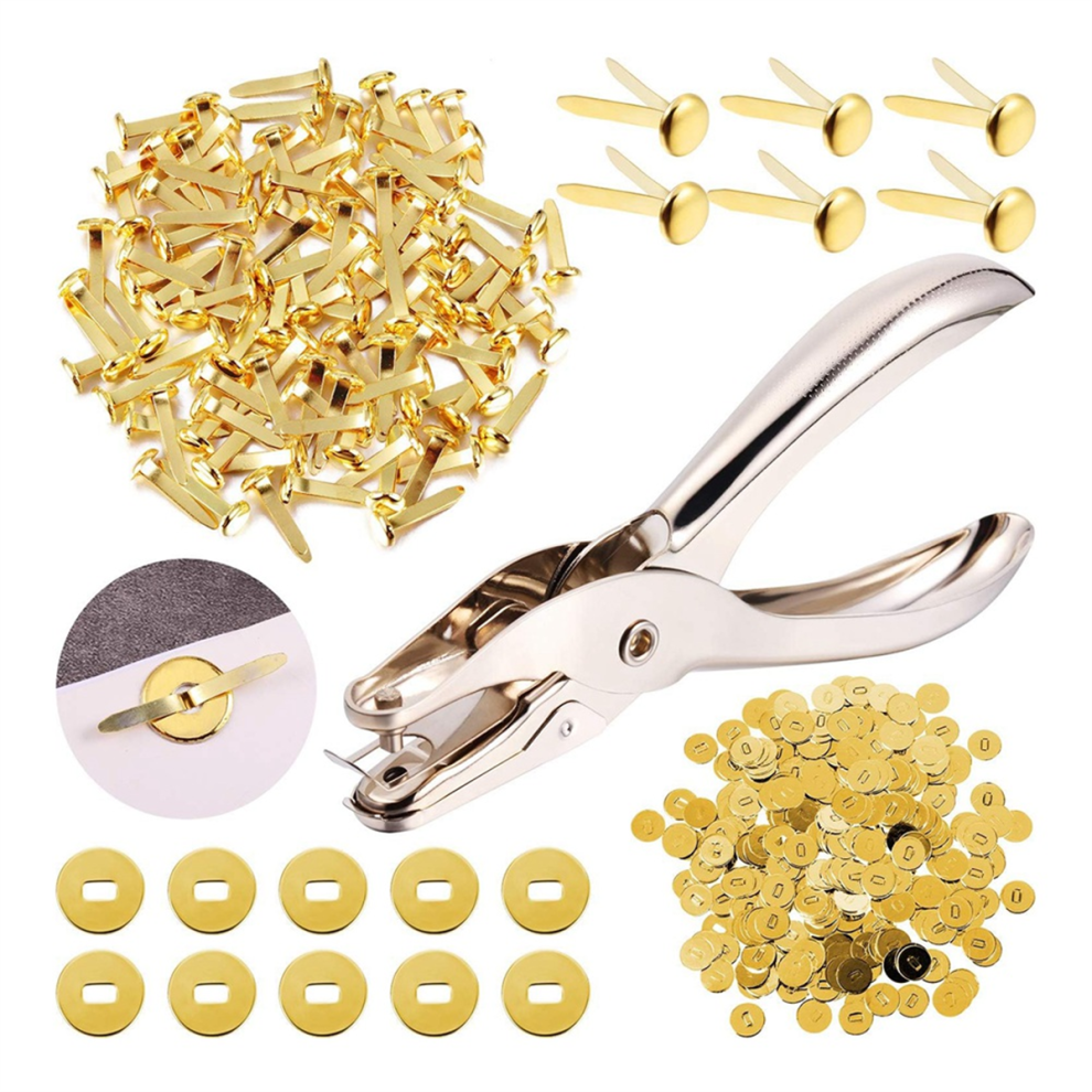 300 Pieces 3/4 Inch Brass Paper Fasteners Brads, And Plated Washers With Hole Punch Gold, 20Mm 4853482261355