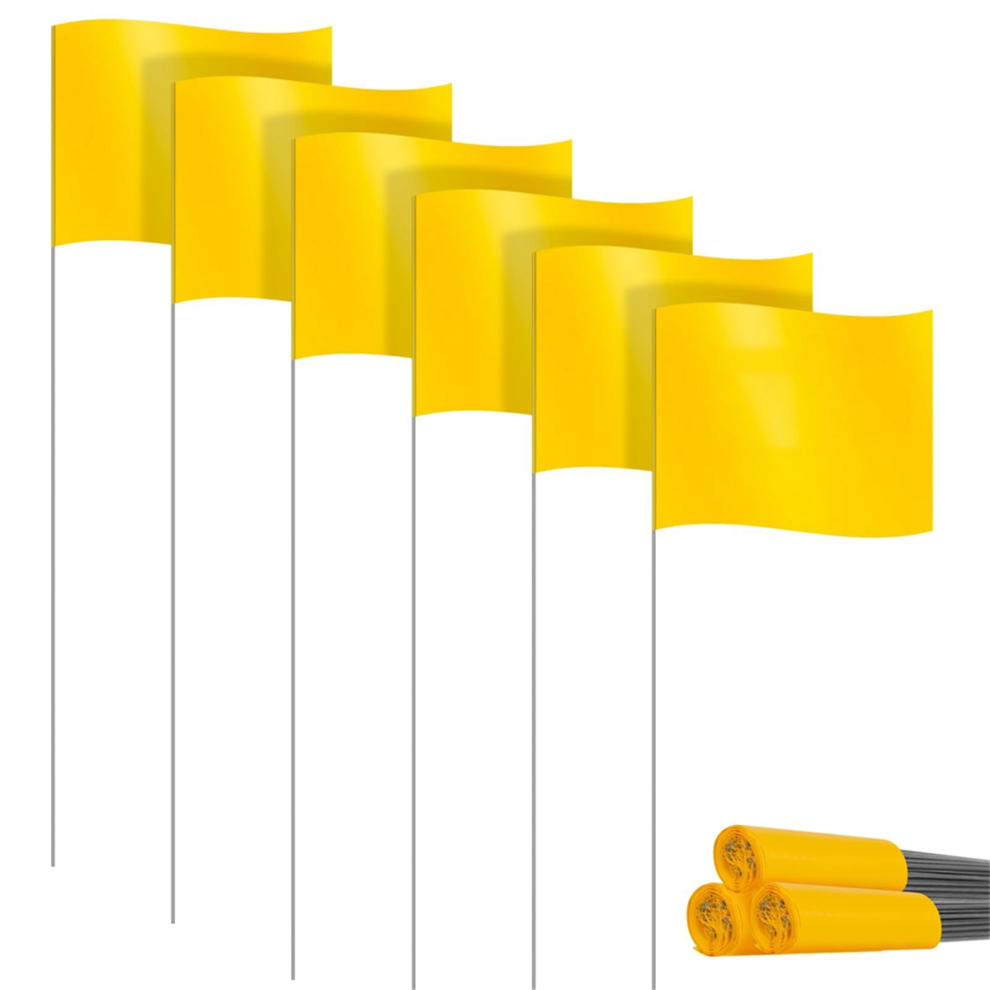 Jojomino Marking Flags Marker For Lawn 30 Pack, Pvc Small Flags,Marking Flags, Garden Flags,Survey Flags, Yellow