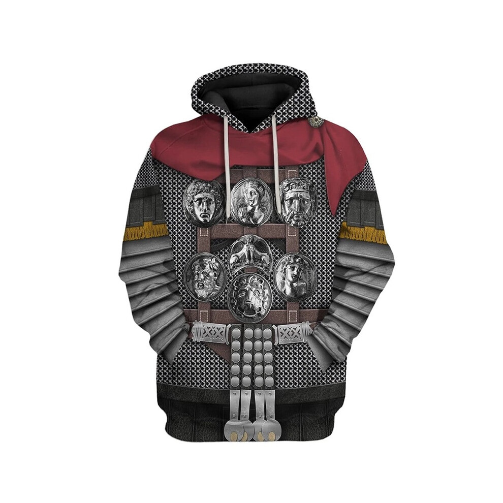 (Red Silver,M)Historique Armée Uniformes Motif 3D Sweat à Capuche Cosplay Sweat Homme Veste Femme