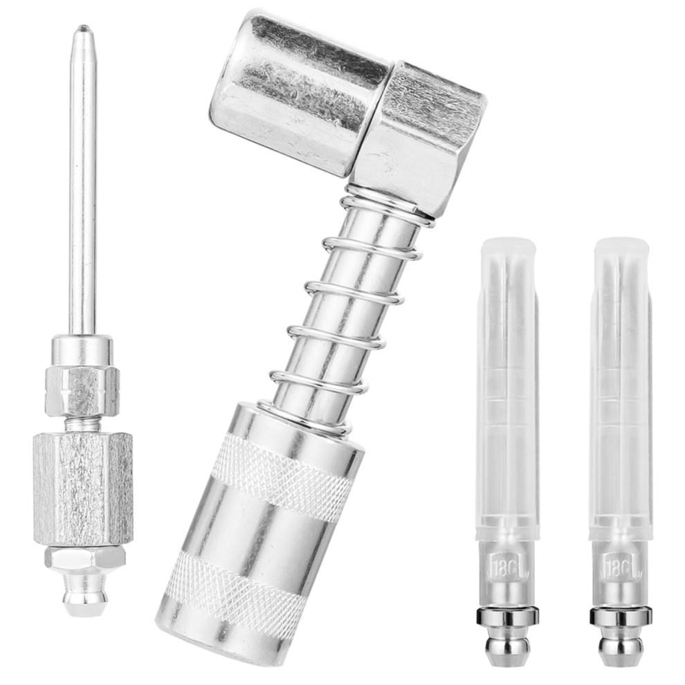 4pcs 90 Degree Grease Needle Fitting Set,Including 1 Nozzle,1 Dispenser,2 Injector with Cap-image-OPC-PH79S9K-NEW