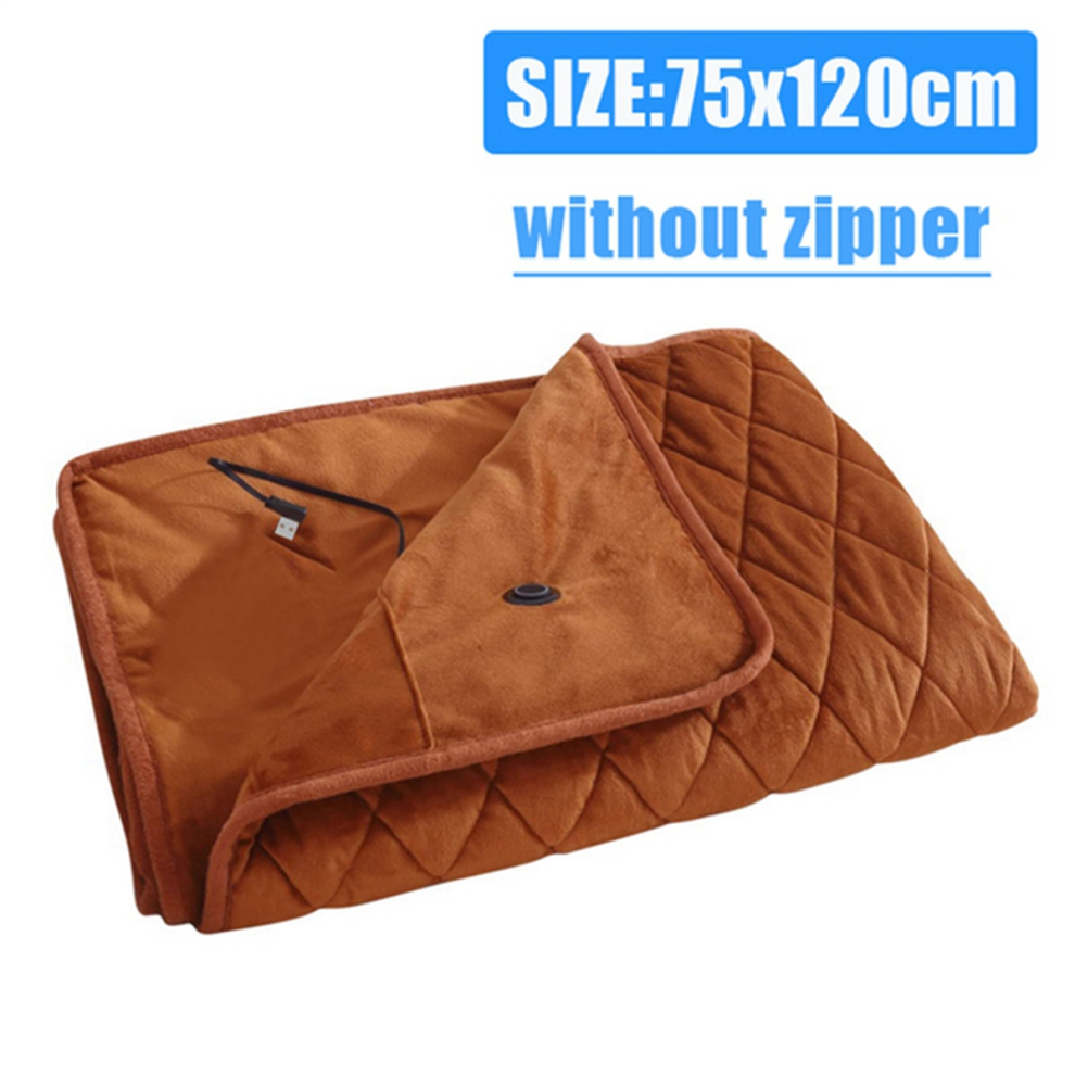 Couverture chauffante USB alimentée par batterie externe, idéale pour l'hiver, idéale pour le corps, plus épaisse, marron-B