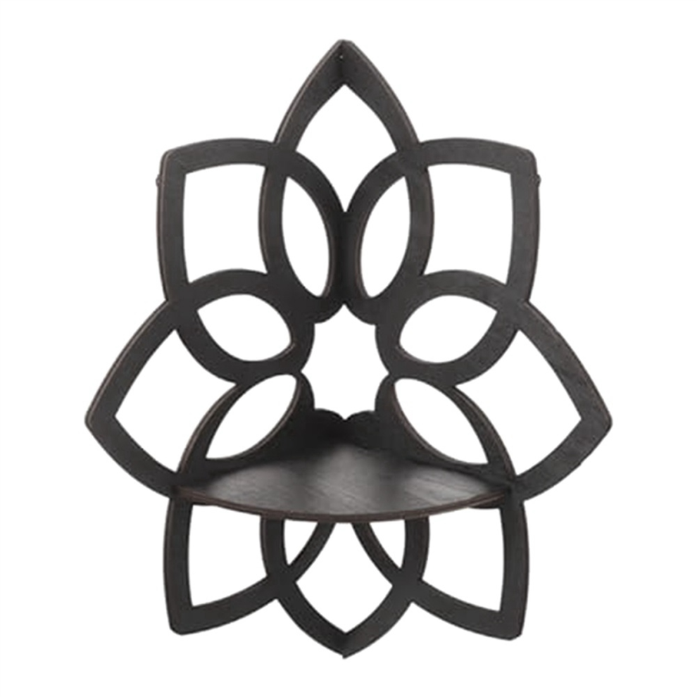 Lotus Corner Shelves, Wooden Flowers Wall Shelves Floating Crystal Display Shelf Boho 4853482266688