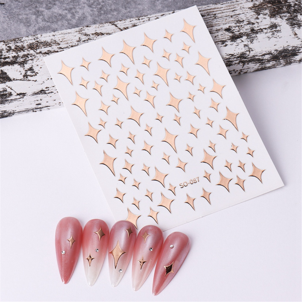 Jojomino Silver 9Pcs Colorful Stars Nail Art Stickers Decals Self-Adhesive Supplies Design Decoration Accessories
