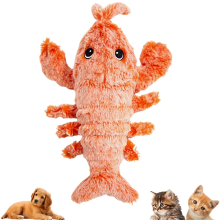 Floppy Lobster Hundespielzeug Plüsch Springendes interaktives Spielzeug Bewegungsaktiviertes bewegliches Haustierspielzeug, Kauspielzeug,B