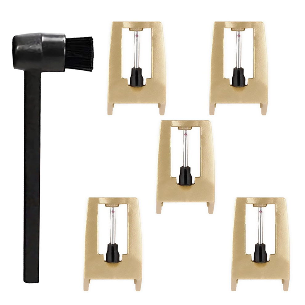 5Pcs Record Player Needles Replacement With Stylus Cleaning Brush Kit,Record Needle For ,Turntables Gold 4853482267265