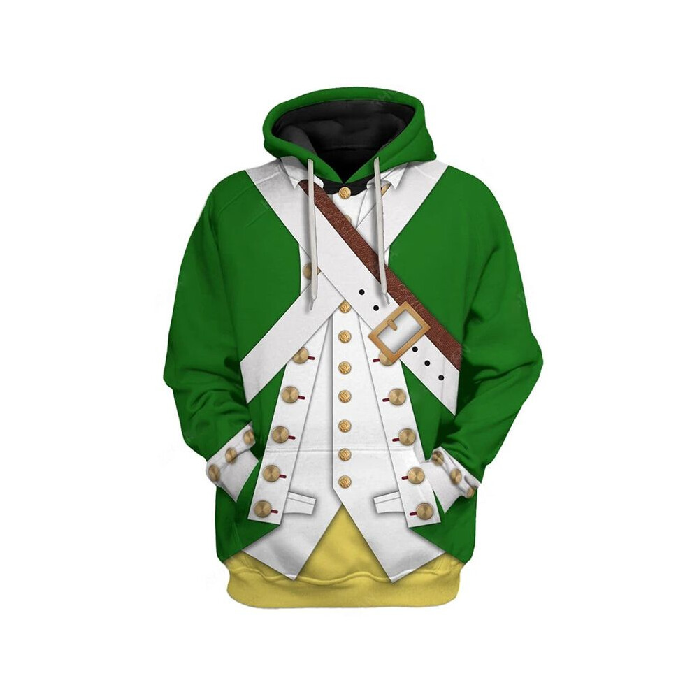 (Green White,2XL)Historique Armée Uniformes Motif 3D Sweat à Capuche Cosplay Pull Homme Femme Veste