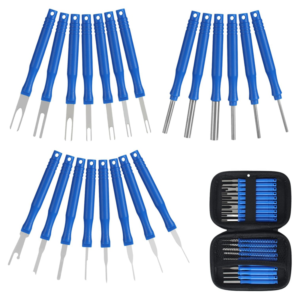 21Pcs Car Terminal Removal Tool Kit Cable Plug Remove Puller Electrical Wire Crimp Connector Pin Extractor Blue 4853482270111
