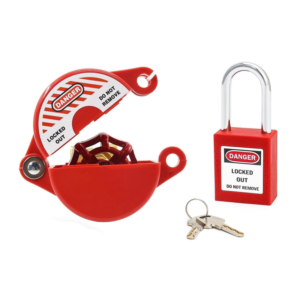 Outdoor Faucet Lock with Safety Padlock - Water Spigot Lock, Hose Bib for 1 to 2-1/2 in Dia Valve Handles,-image-OPC-PH79VW7-NEW