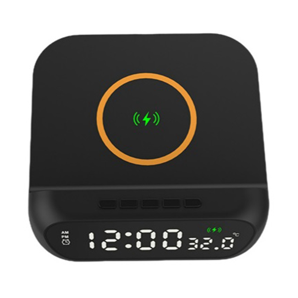 Jojomino Digital Alarm Clock With Wireless Charging, 15W Fast Charger Station Led Display, Temperature,A
