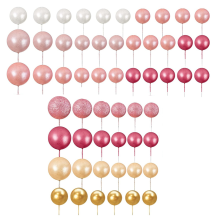 56 stuks Ball Cake Prikkers in de vorm van een Topper met Parelballen en Cupcake Inzetstuk voor Verjaardag, Bruiloft, Roze