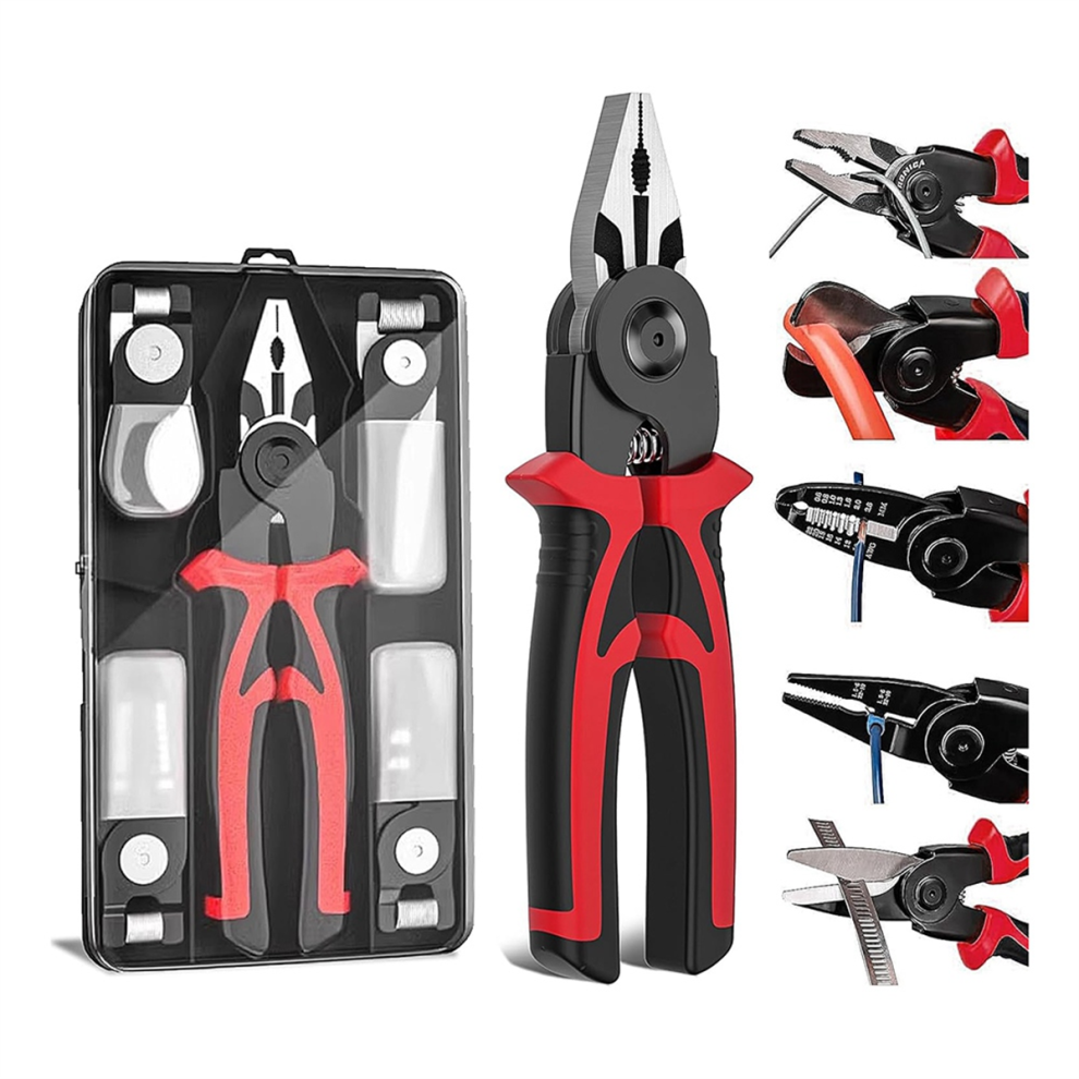 5-In-1 Replaceable Pliers Tool, Multifunctional Tool - With Wire Strippers, Crimping Pliers, Shears, Birthday Gift 4852431759899
