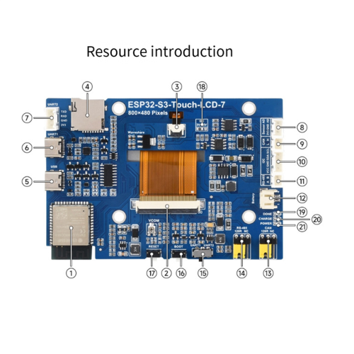 7 Inch Capacitive Touch Screen ESP32 S3 with Board LVGL Programming Development CAN RS485 I2C Peripheral Interface 1