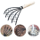 Small Nail Rake with Net Bag Shell Digging Tool Sea Catching Wooden Handle 5