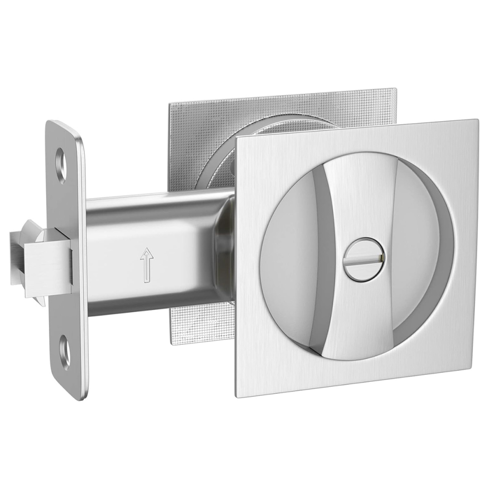 Serrure de porte coulissante pour lit/salle de bain, quincaillerie carrée contemporaine, loquet affleurant