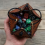 PU Leather D20 Dice Bag, Polyhedral Pouch Portable Drawstring Bag for , Game, DND Brown 6