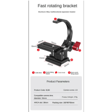 Suporte de lente anel semicircular horizontal vertical para câmera DSLR suporte de vídeo sapata fria