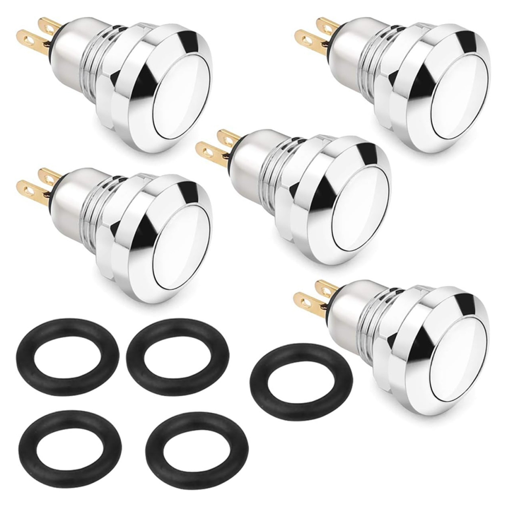 Momentary Push Button Switch Waterproof Silver Dot 8Mm Mini Round Dc36v/2A Self Reset For Power Start Doorbell 4852431775721