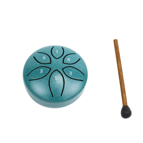 Tambor de língua de aço de 3 polegadas e 6 tons, mini tambor de mão com baquetas, instrumentos musicais de percussão, verde escuro 1