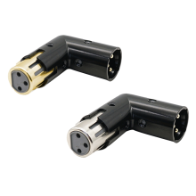 2 Stück Audio-Adapterstecker, 3-polig, XLR-Winkel verstellbar, Stecker auf Buchse rechts (XLR 90-Grad-Adapter)
