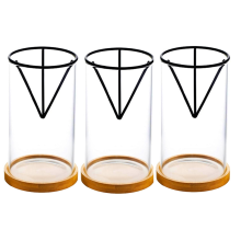 3 Pack Avocado Tree Growing Kits, Glass Seed Vase with Triangle Bracket and Bamboo Base, Sprouting Plant Pot