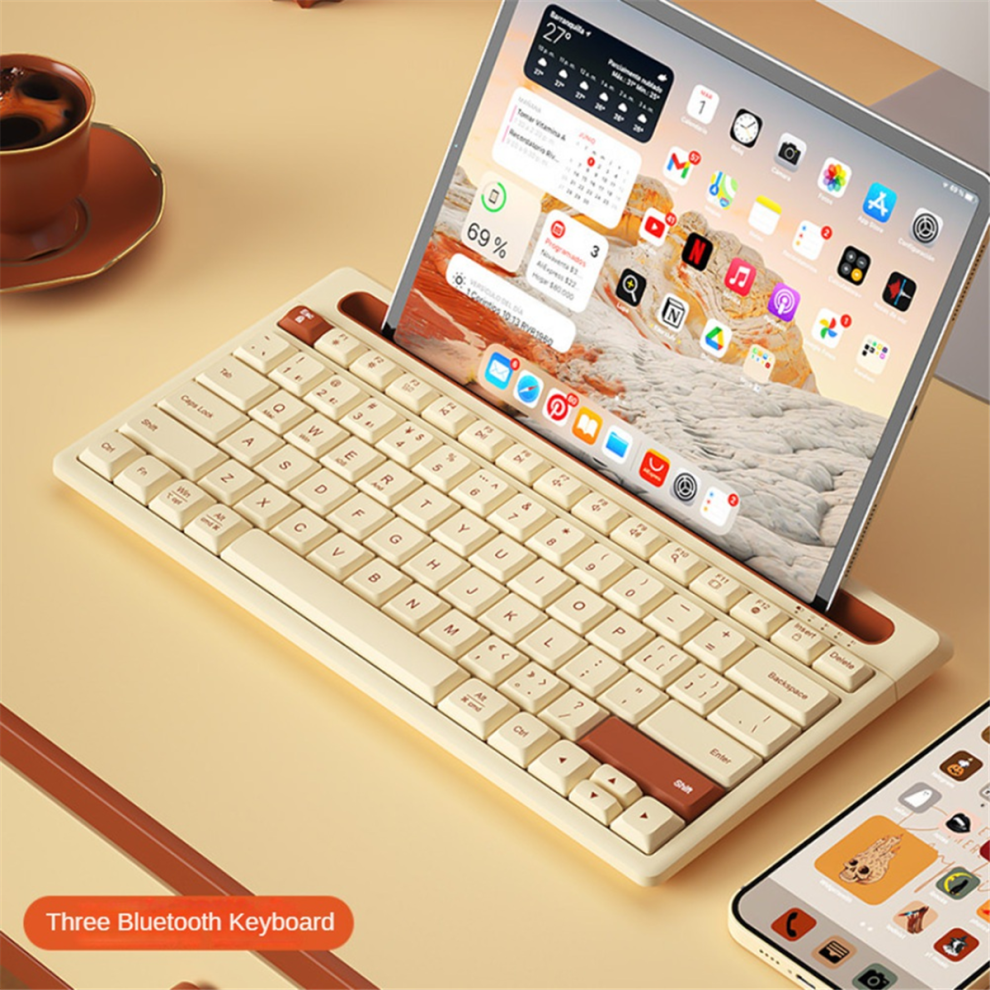Wireless Bluetooth Keyboard 87 Keys Three-Mode Silent Mini Mute For Notebook Pad Laptop Desktop Tablet Computer 4852431781654