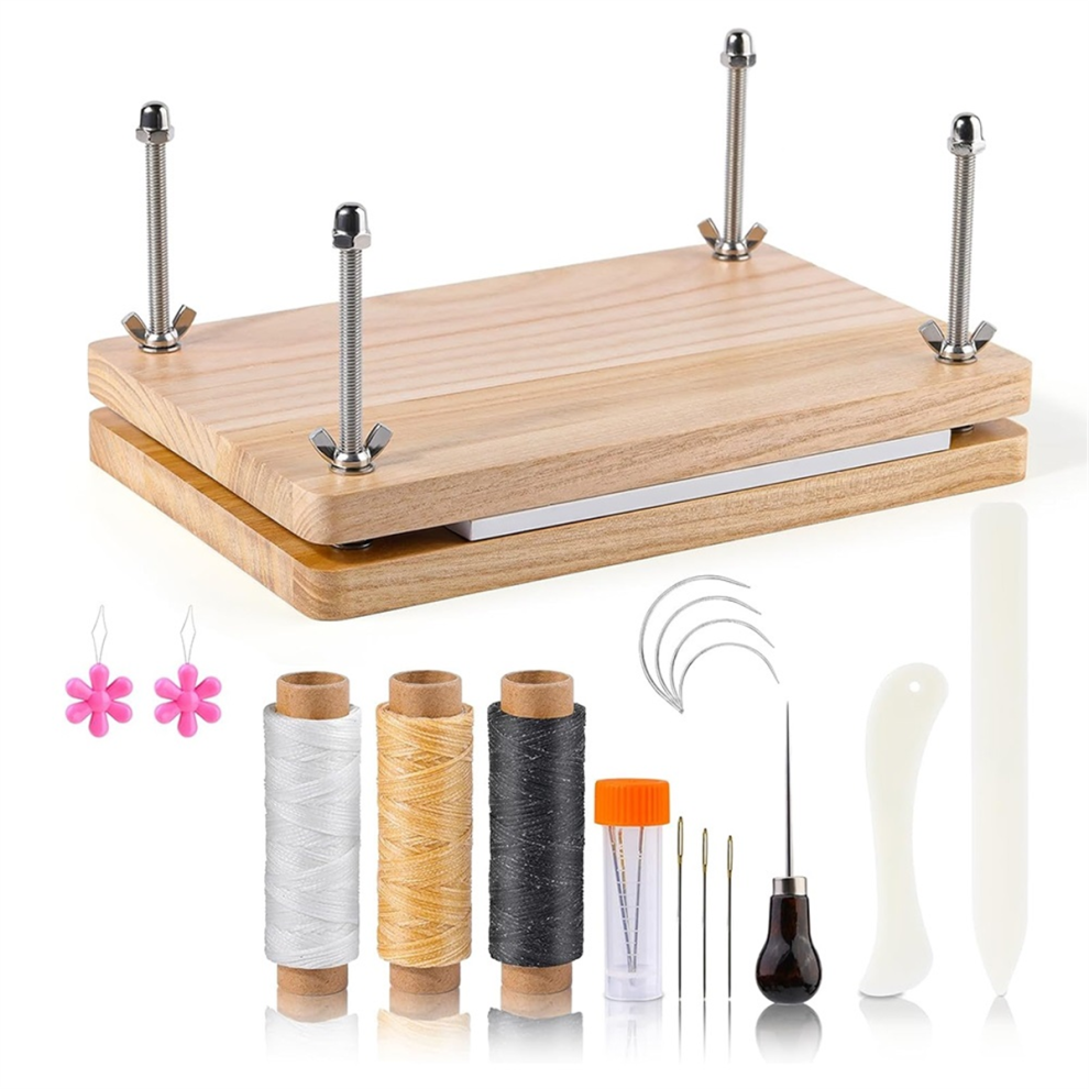 Presse à livres, kits, fournitures de reliure, kit pour débutants, outil de pliage en os DIY 7,9 x 11,6 pouces