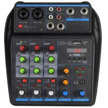Mixer audio a 4 canali, mini console di mixaggio audio, alimentazione Bluetooth 48 V, per musica, DJ, sistema di registrazione karaoke