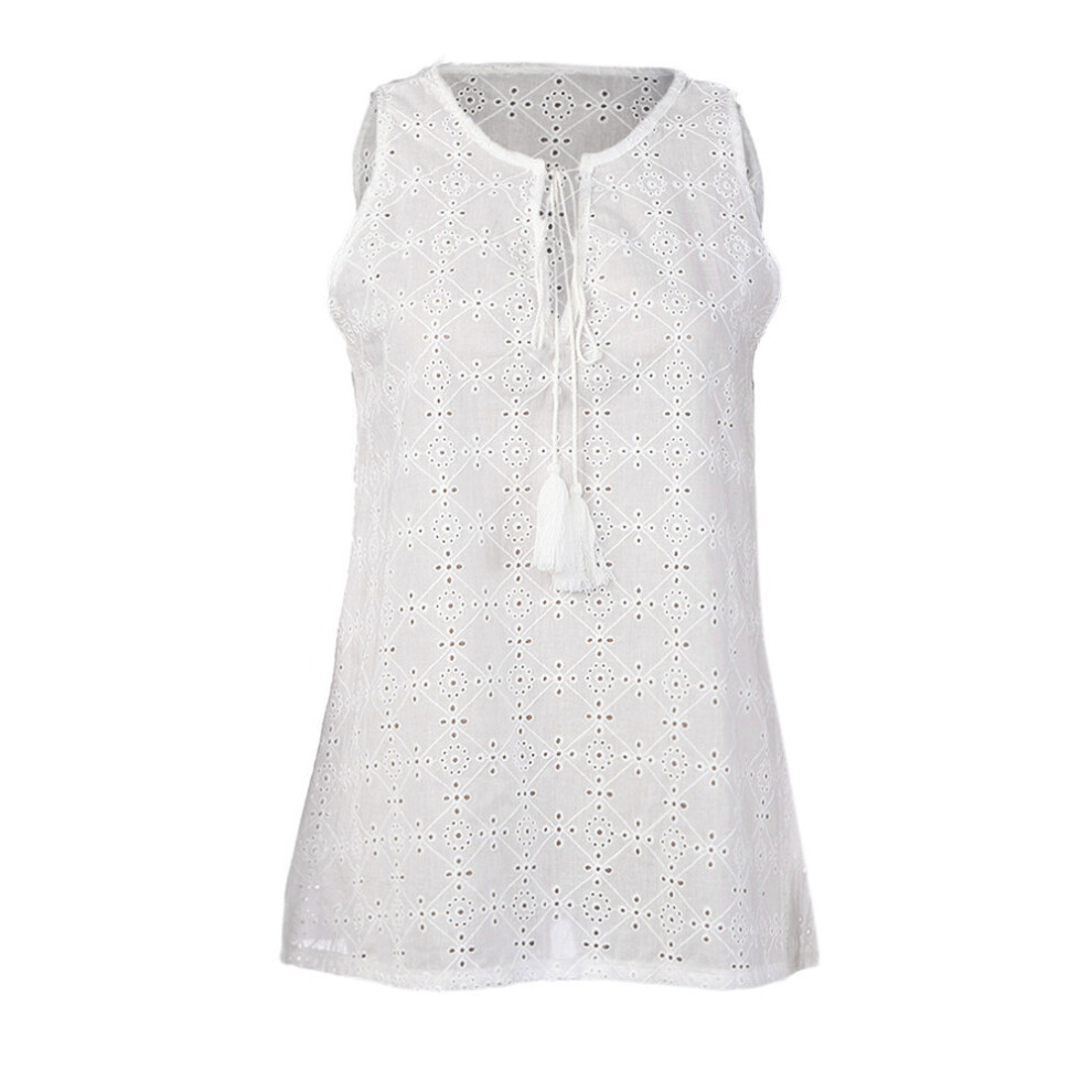 (White,M)T-shirt sans manches femme mode été coton chemisier gilet débardeurs décontractés
