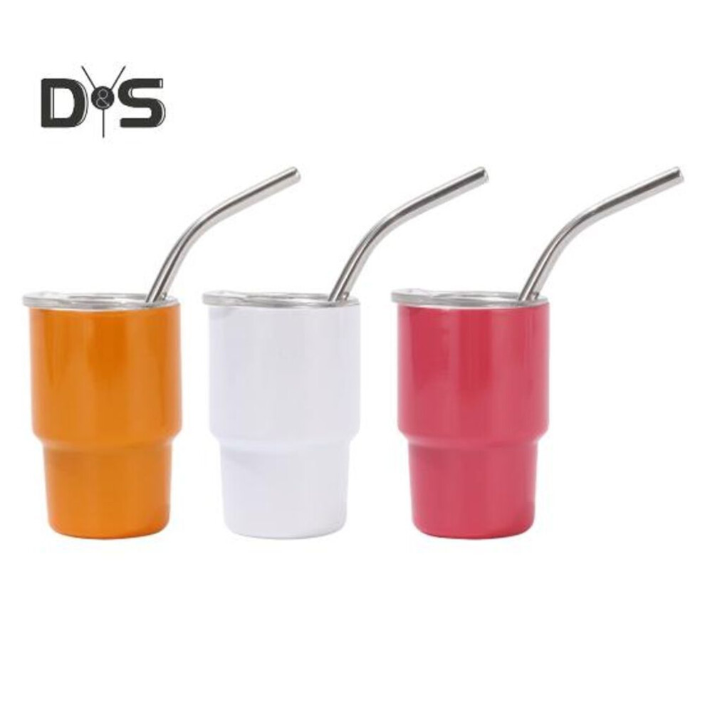 (as the picture, A) Mini Tumbler Shot Glass With Straw And Lid 3 Oz Stainless Steel Thermal Cup Leak-proof Insulated Shot Glass Tumbler For Whiskey Cocktail Party