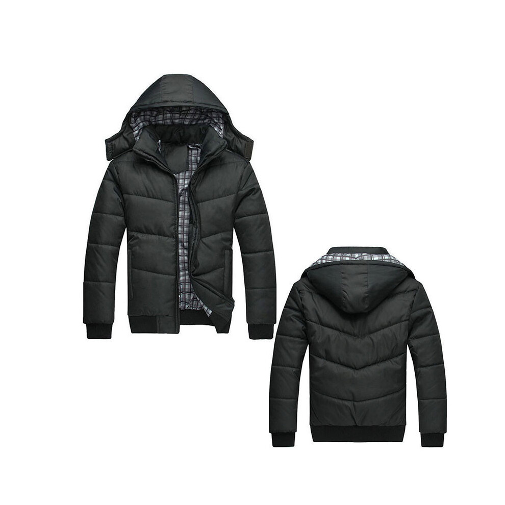 (M)Homme Blouson Manches Longues Manteau Doudoune Veste Parka Capuche Hiver S Noir