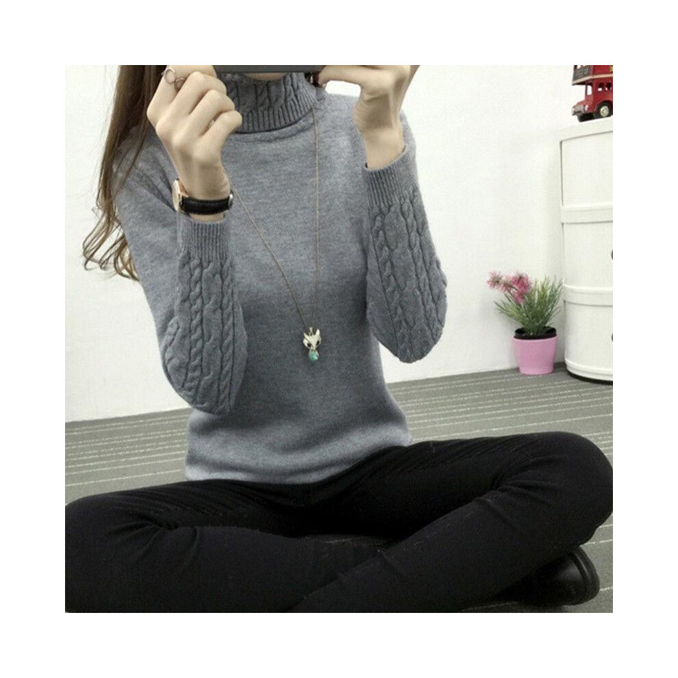 Pull pull tricoté chaud col tortue hiver femme S coupe slim