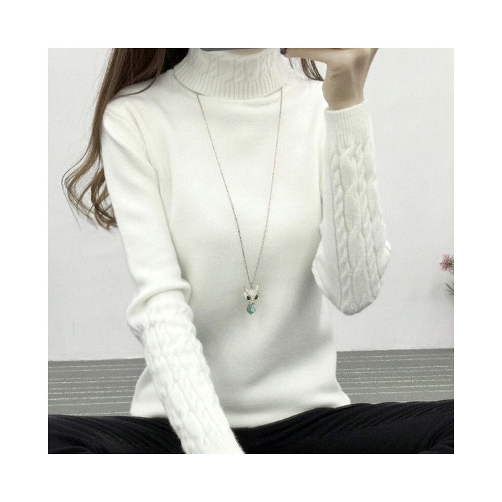 (White,XS)Pull pull pull tricoté col tortue chaud hiver femme S coupe slim hauts