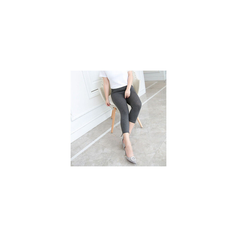 (DeepGray,XL)Pantalon court été femme fin longueur sept points legging femme pantalon élastique