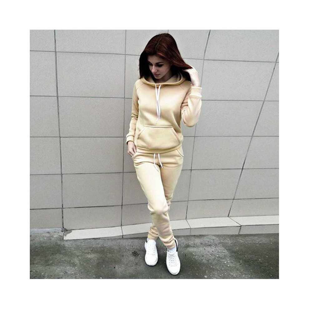 (Khaki,Tag 2XL=US L)Lot de 2 sweats à capuche survêtement mode femme pantalon costume femme vêtements de sport