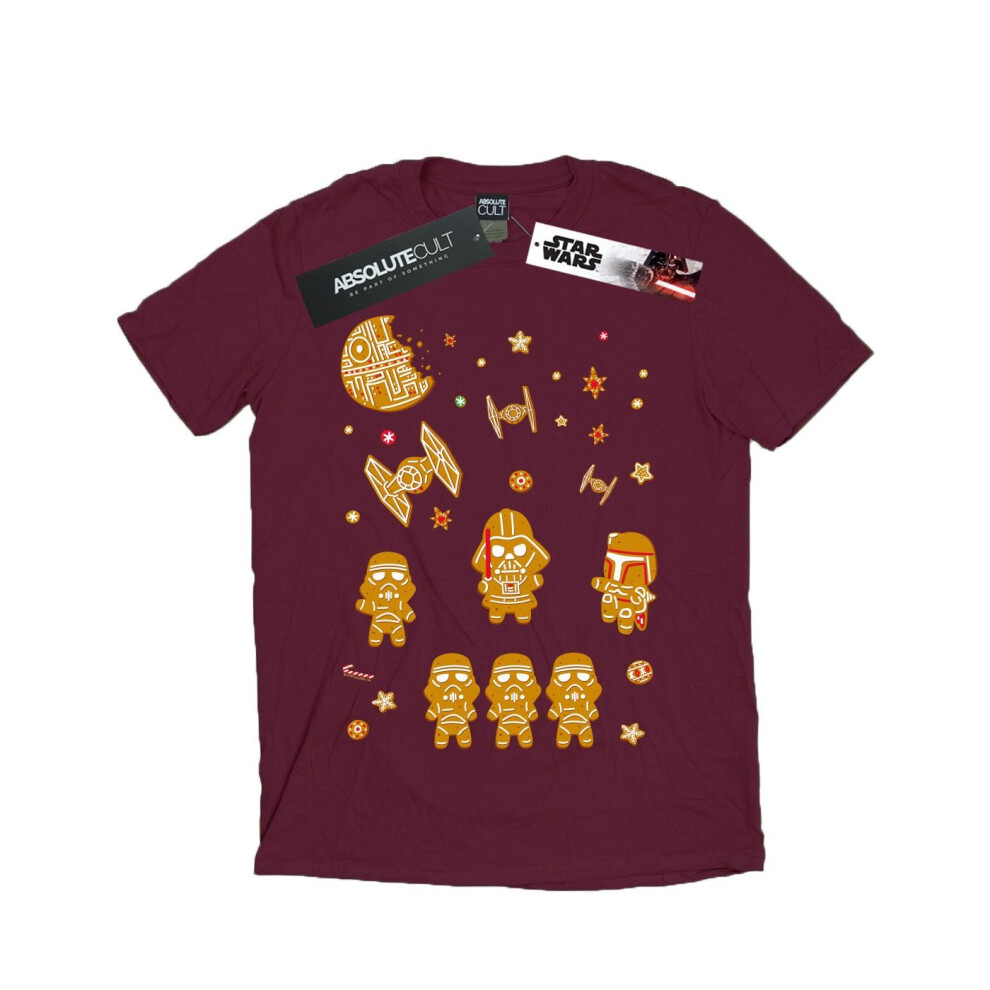 (M, Burgundy) Star Wars Mens Gingerbread Empire T-Shirt