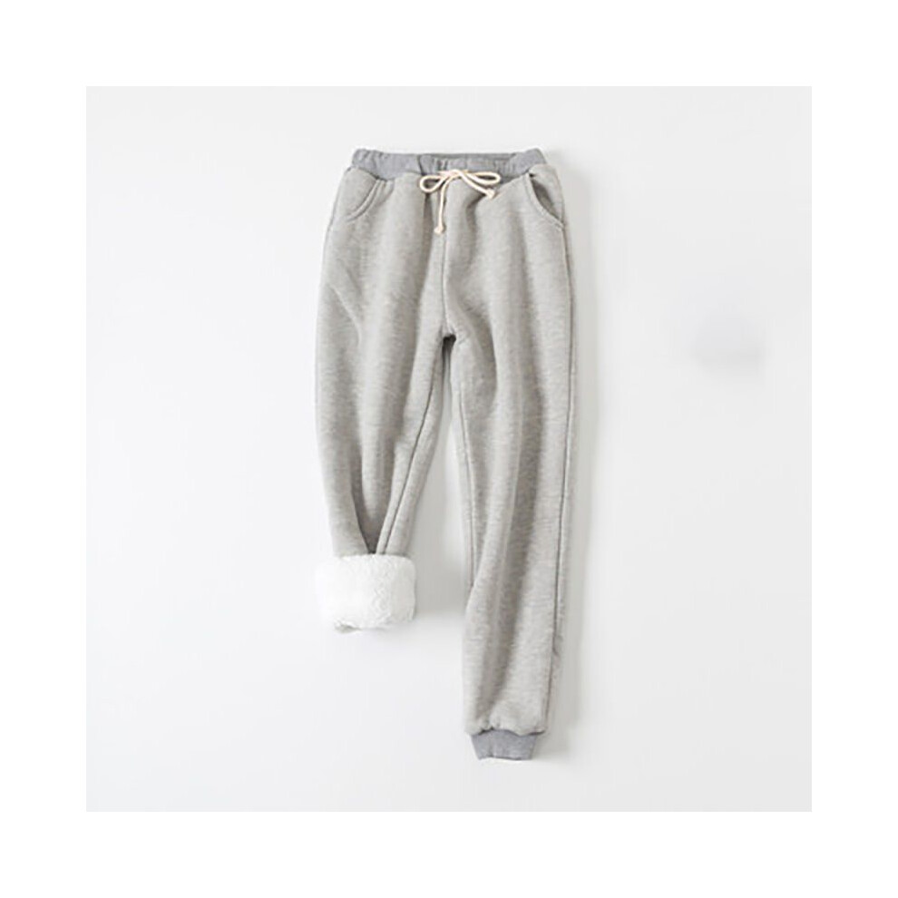 (Light Grey,3XL)Pantalon de survêtement chaud pour femme doublé Sherpa doublure fausse polaire jogging pantalon