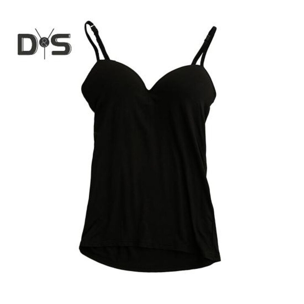 (S, black) Women's Tank Top With Built-in Bra Adjustable Spaghetti Strap Cami Shirts Casual Sleeveless Camisoles Under Clothes For Yoga Workout