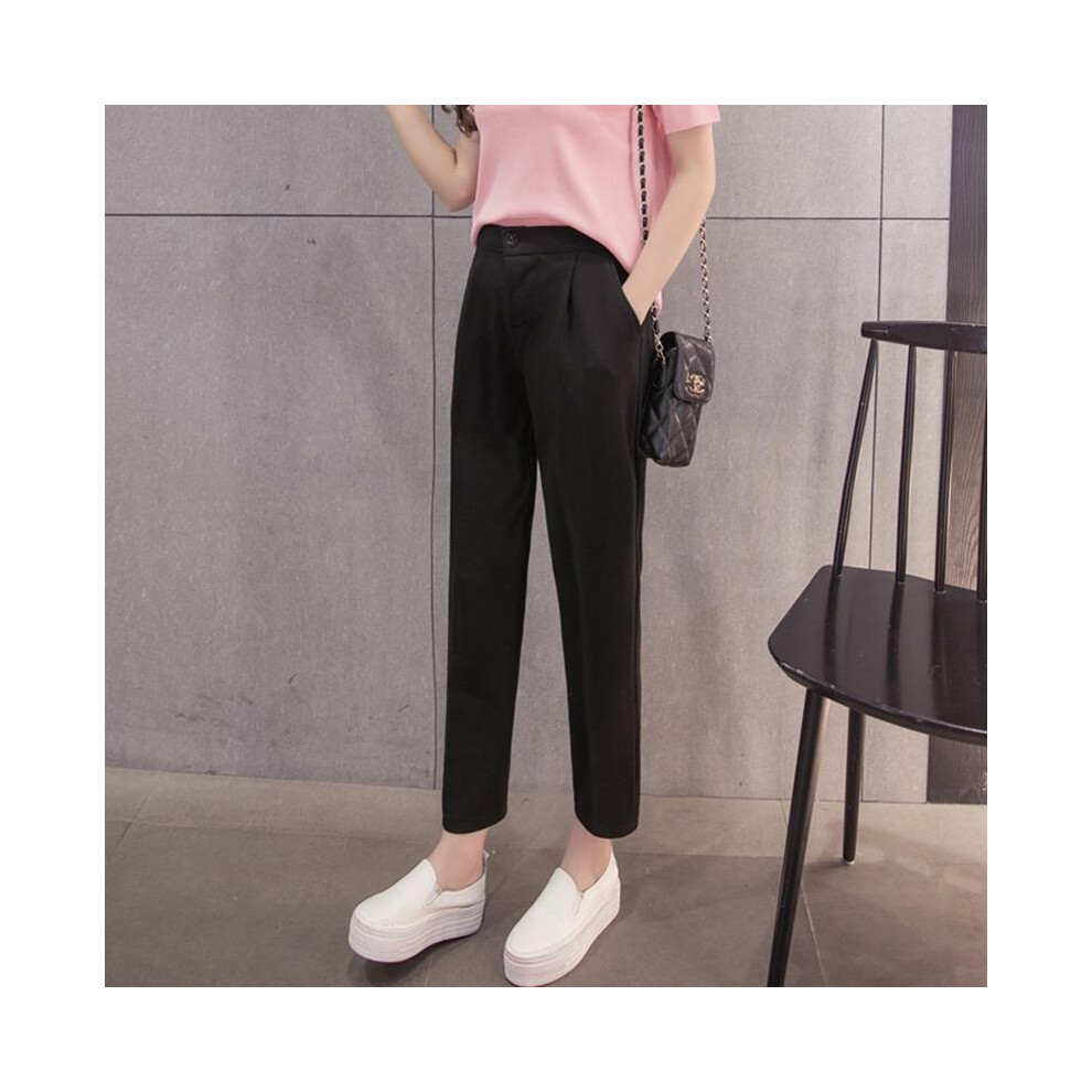 (Black,M)Pantalon harem femme taille haute décontracté slim plus tout assorti neuf pantalon taille
