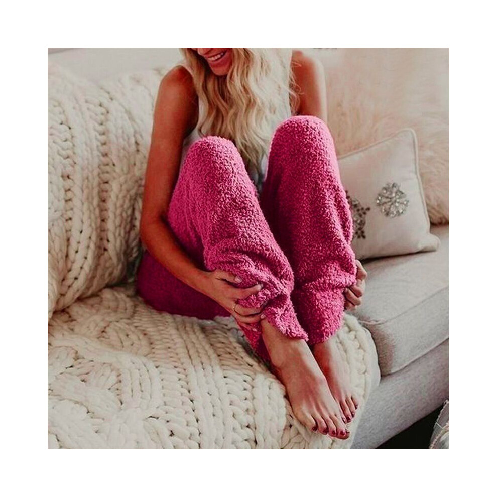 (Red,5XL)Pantalon de salon polaire hiver femme pyjama bas pantalon nuit pyjama taille plus