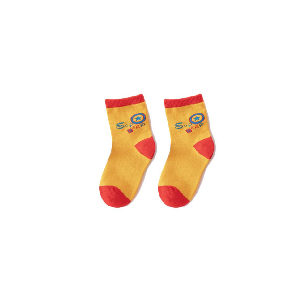 (Yellow,23)Chaussettes en coton garçon motif dessin animé mignon enfants chaussettes pour style sport