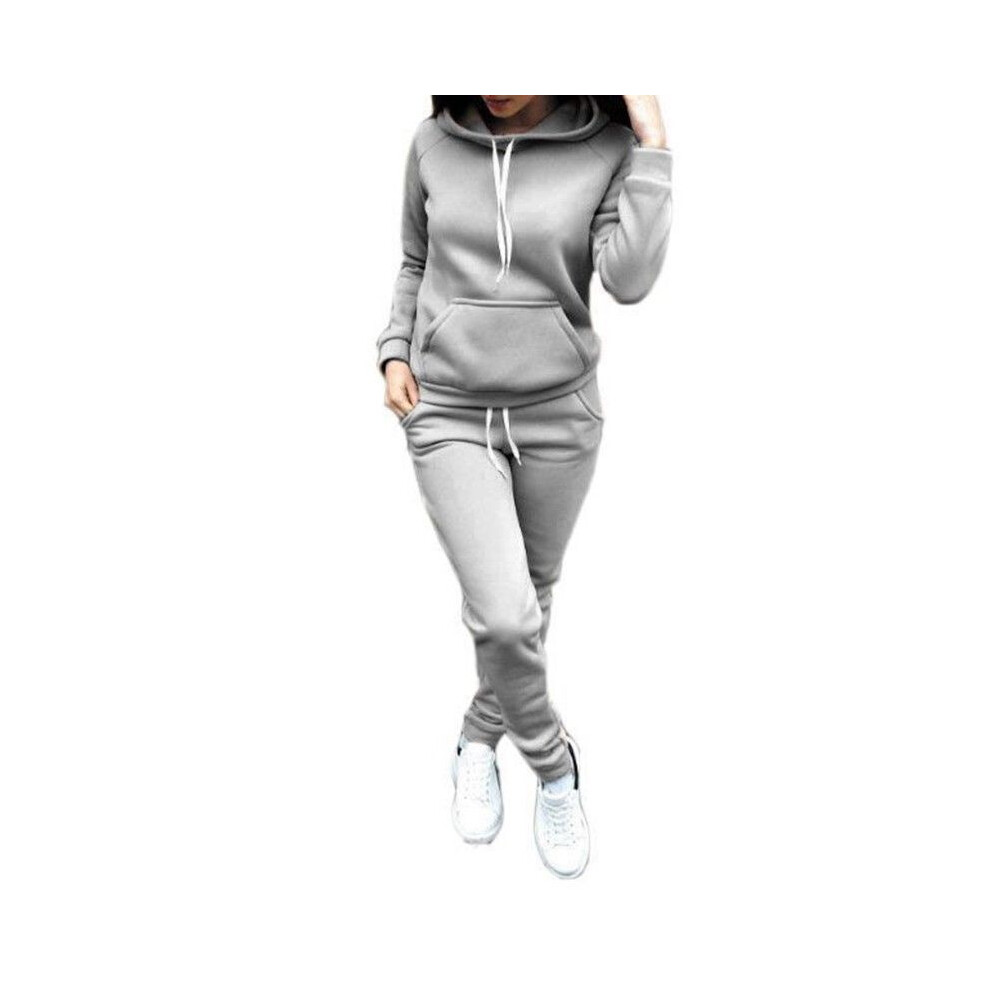 (Gray,Tag 2XL=US L)Lot de 2 sweats à capuche survêtement mode femme pantalon costume femme vêtements de sport
