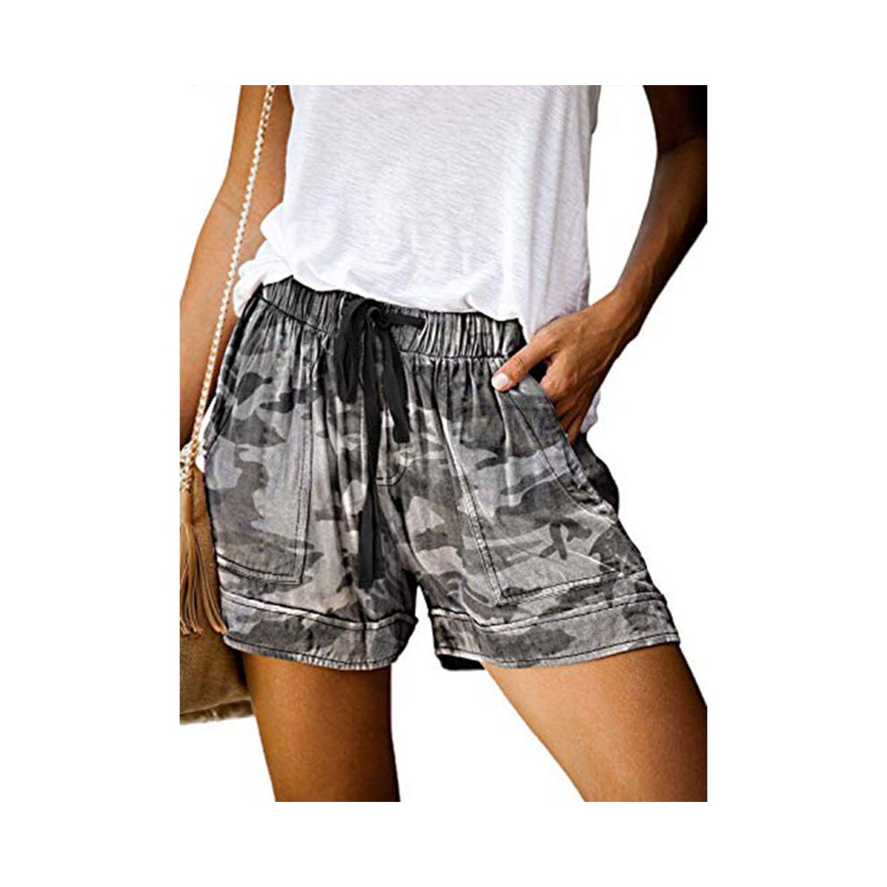 (Camouflage,XL)Mini short de dessin ample pour femmes vêtements de détente course gym pantalon uni