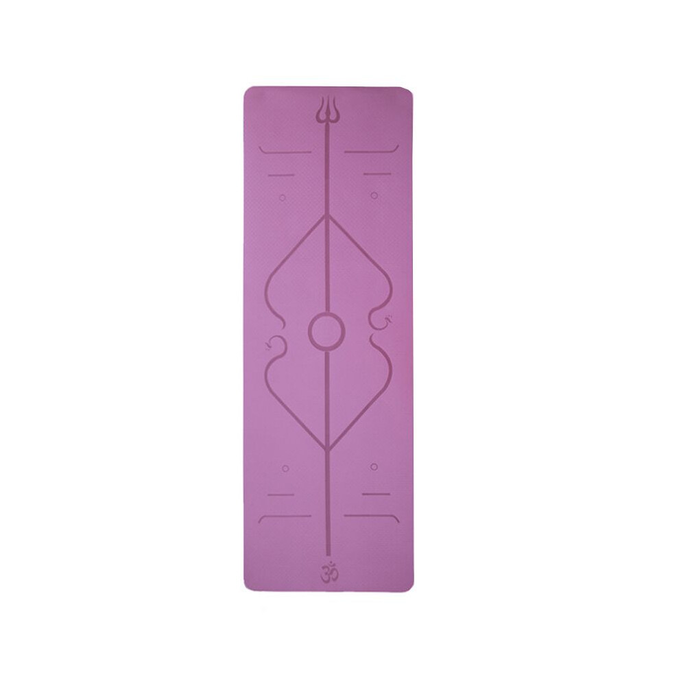 (Purple)Tapis de Yoga 6mm Ligne de Position Tapis Antidérapant Débutant Fitness Environnemental