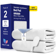 (2x King Bed 86x152cm) Washable Incontinence Bed Pads with Tucks for Adults & Kids - 100% Waterproof Reusable Mattress Protector Underpads