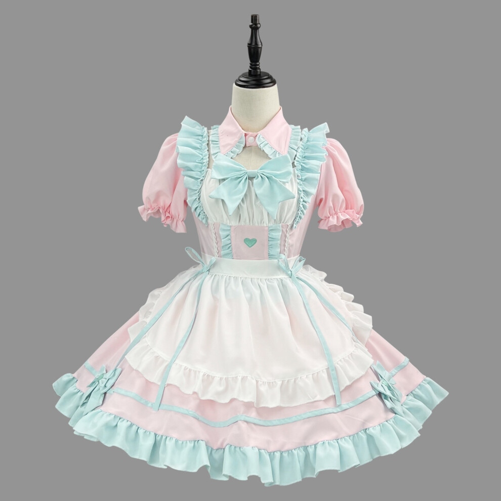 (5XL(185–190 cm)) Anime Lolita Maid Dress for Women Kawaii French Cafe Cosplay Outfit Soft Girl Lolita Costume