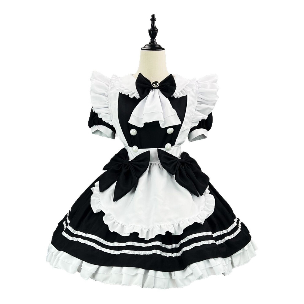 (4Xl(180–185 Cm)) Japanese Style Devil Maid Lolita Dress Black And White Kawaii Soft Girl Cosplay Uniform For Women White,Black