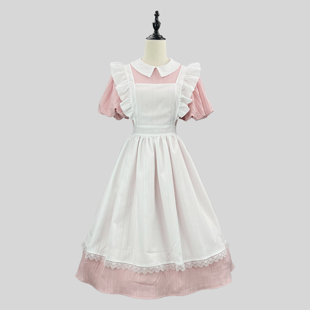 (, S(150–155 Cm)) Modern Chinese Style Maid Cheongsam Dress Cute Lolita Cosplay Outfit For Women Pink